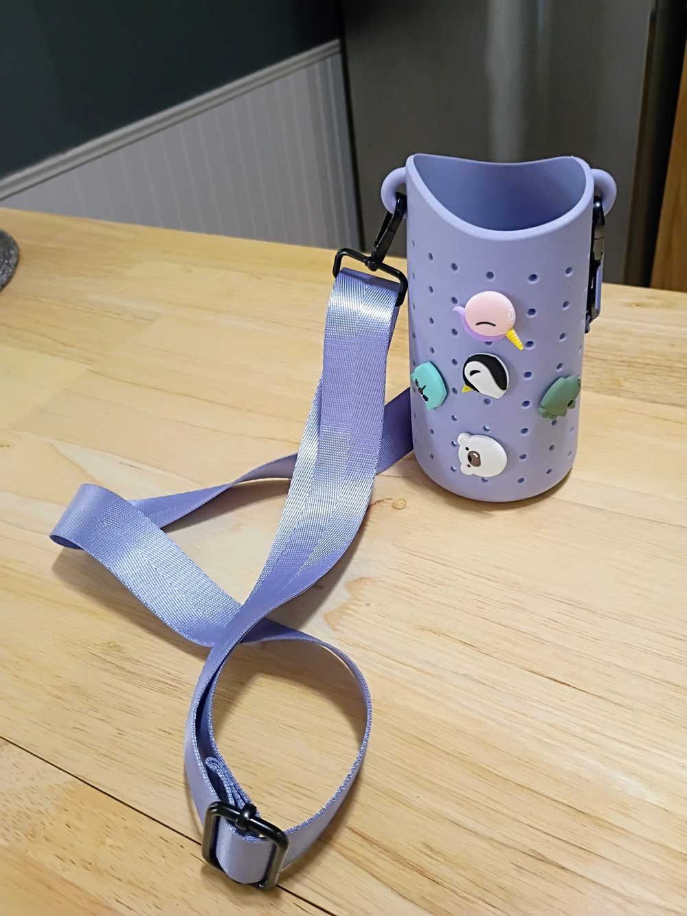 Kids Silicone Crossbody Bottle Holder - Lavender